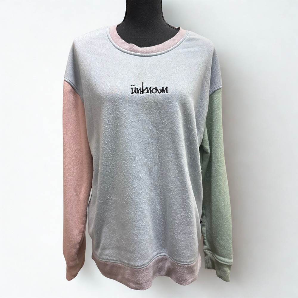 VTG Y2k Pastel Brooklyn Cloth‎ Unknown Colorblock Crewneck Sweatshirt Size M
